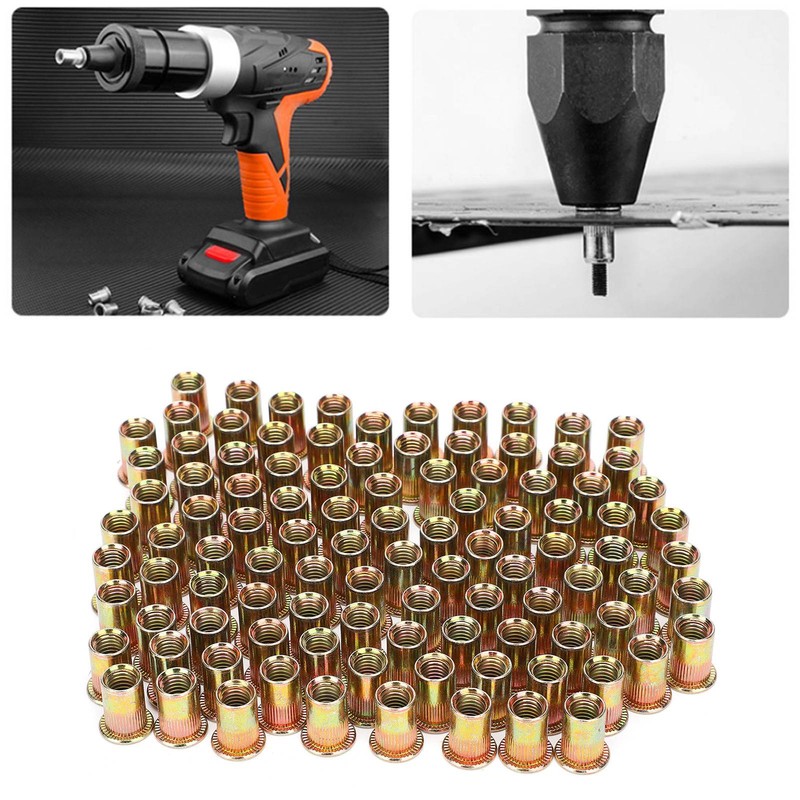 100Pcs Rivet Insert Nut M10 Carbon Steel Color Plated Zinc