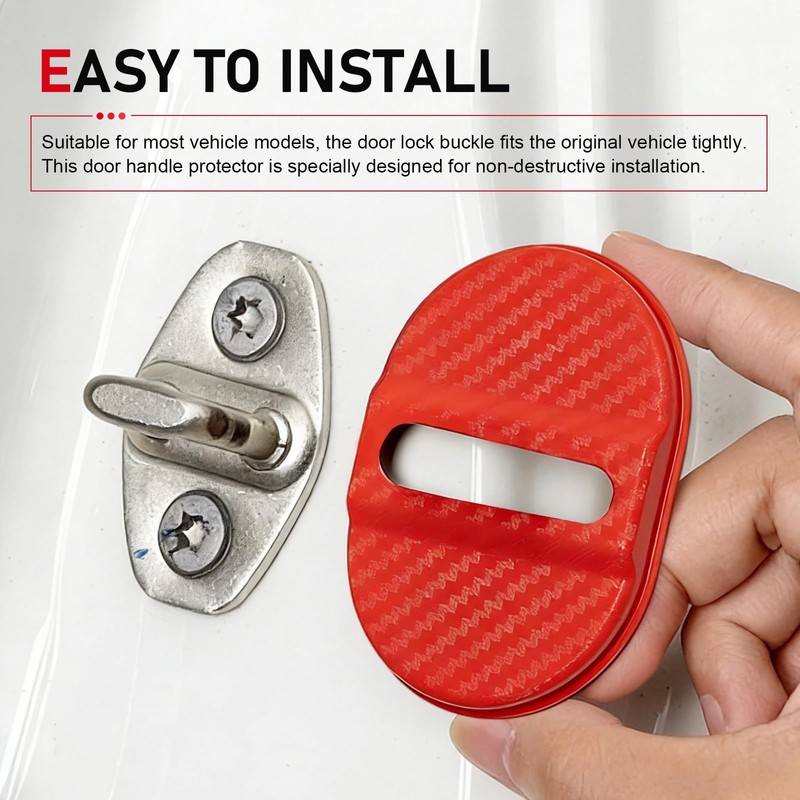 Dogary 4 PCS Car Door Lock Latche Covers, Carbon Fiber