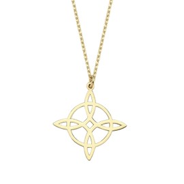MIONZA 14K Gold Plated Wiccan and Witch Necklace Collection Triple Moon, Witches Knot, Ghost, Pentagram, Luna Moth, and Flying Witch Necklaces – Occult, Celestial & Gothic Gold Pendants, Gift for Her (STYLE 1)