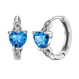 Silvora Women's Birthstone Earrings 925 Sterling Silver Hinged Hoop December Stone Celtics Jewellery Tiny Small Hoops Earring for Christmas