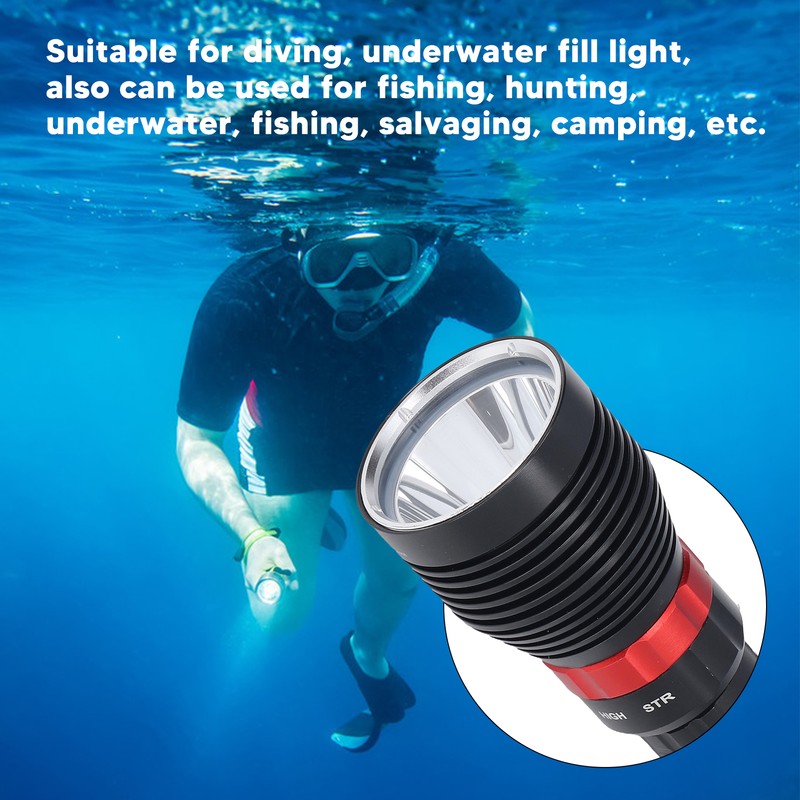 LED Diving Flashlight Professional 5000LM IPX8 Waterproof Portable 328.1ft Underwater