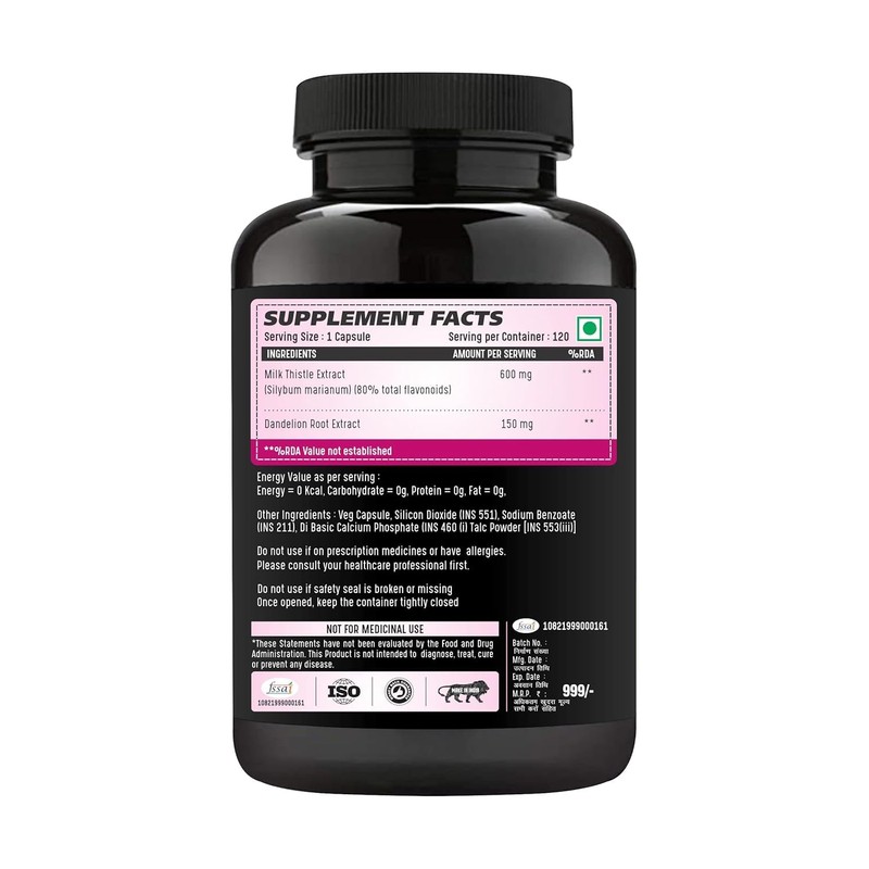 Generic Milk Thistle with Dandelion Root Extract Detox Supplement for