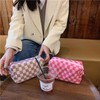 2Pcs Checkered Makeup Bag Knitted Cosmetic Bag,Large Capacity Makeup Bag
