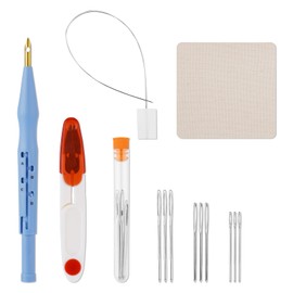 13pcs Punch Needle Kit, Adjustable Punch Embroidery Kit with 9 Embroidery Needles Sewing Art Needle Tools Set for Adult Beginners Embroidery Floss Cross Stitching Craft Supplies