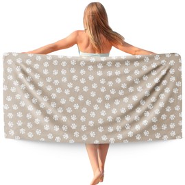 WAITPI Brown Paws Dog Pet Beach Towel Gifts for Women Dog Lovers Owner, Funny Cute Quick Dry Travel Sand Free Beach Towels Oversized Decor for Bathroom Swimming Pool 30x60in