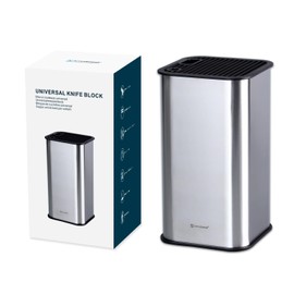 KITCHENDAO XL Stainless Steel Universal Knife Block Holder Without Knives, with Slots for Scissors and Sharpening Rod, Detachable for Easy Cleaning, Slotless Knife Holder Storage for Kitchen Counter