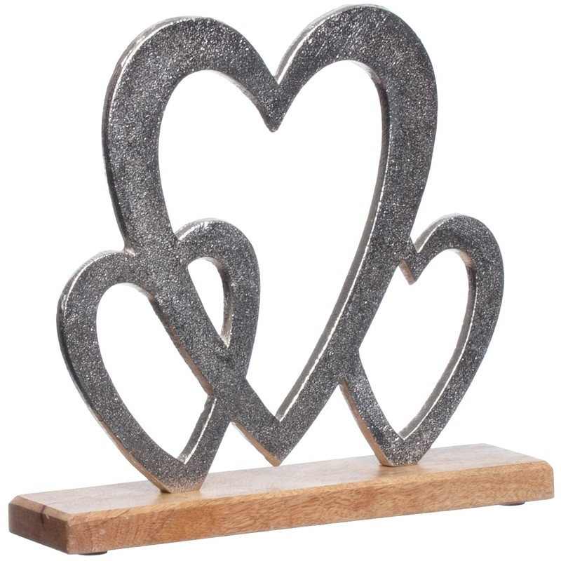 Brandsseller Decorative Stand Hearts Aluminium Approx. 23 x 21 cm