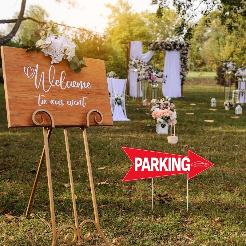 BLSUREFYX 5pcs Arrow Parking Signs with Stake 14.4"x5.5" Double Sided