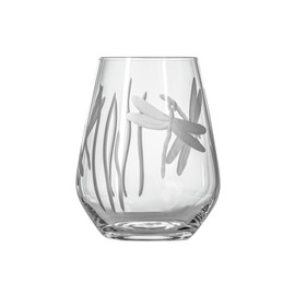 Rolf Glass Dragonfly Stemless Wine Glass 18oz - Tumbler Wine Glasses Set of 2 – Made in the USA - Etched Stemless Wine Glasses -(Set of 2)