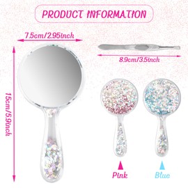 Kaslaider Handspiegel, Schminkspiegel Runde Form, Professioneller Handspiegel mit Griff in Ergonomischem Design, Reise Kleiner Spiegel mit Pinzette für Damen Tägliche Make-up