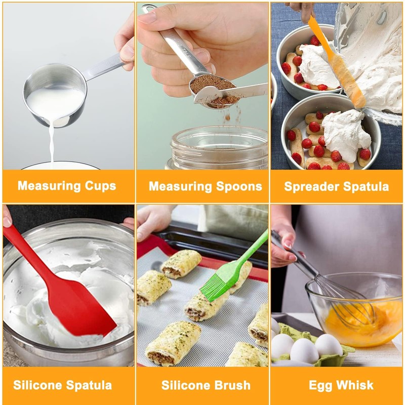 WEPSEN Mixing Bowls with Lid Set, 25PCS Kitchen Utensils Metal