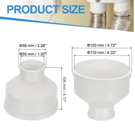 PATIKIL 4" to 2" Duct Reducer, PVC Pipe Increaser Adapter Ducting Airflow Tube Pipe Fitting for DWV (Drain, Waste and Vent) Ventilation Ducting, White