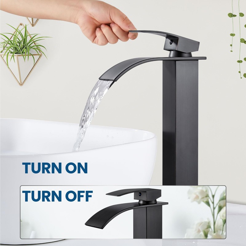 Airuida Vessel Sink Faucet Oil Rubbed Bronze Tall Waterfall Bathroom