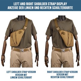 MUCHER Molle Anti-Theft Shoulder Bag Military Crossbody Bag Tactical Chest Sling Bag Small for Men Travel Outdoor Hiking Hunting Camping, Right shoulder black