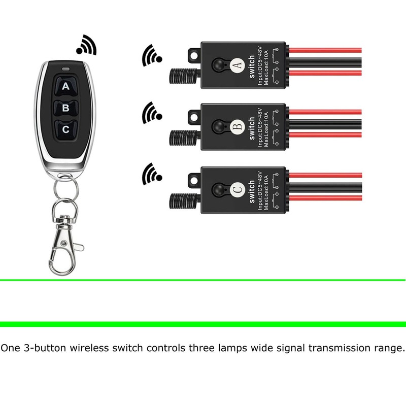 dstfuy Light Switch Set Radio, 3-Way Mini Remote Switch, DC