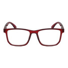 Calabria R861 Reading Glasses +3.00 Red Crystal Mens Womens Designer Trendy Eyeglasses Fashion Readers Semi-Hard Zipper Case