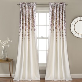 Lush Decor Weeping Flowers Curtains Room Darkening Window Panel Set (Pair), 84" x 52", Purple, 2 Count
