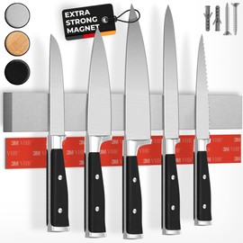 CUCINO Magnetic Knife Holder for Wall 16" No Drilling incl. Self Adhesive Tape - Extra strong Knife Holder - Awarded Knife Magnetic Strip - Made of Stainless Steel