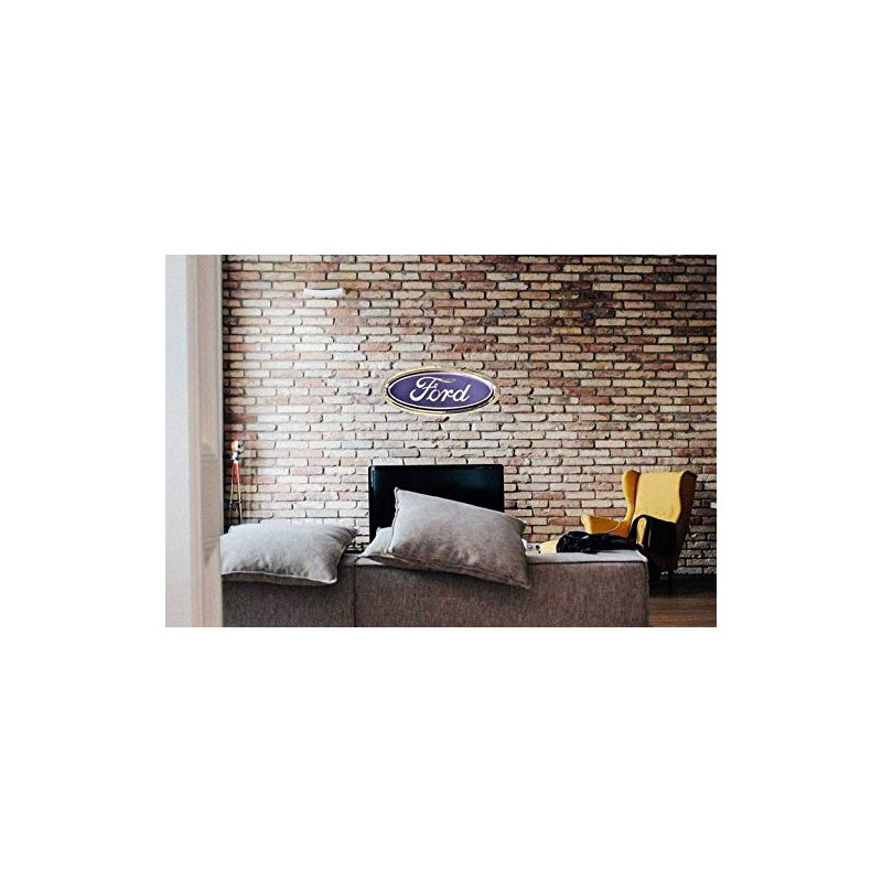 Ford Oval Logo Stainless Steel Wall Hanging Sign - Blue/Chrome