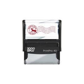 North Pole Self Inking Stamp/Santa Stamp / 13/16" x 2 3/16" Reindeer Rubber Impression/Red Ink Christmas Letter Stamp Imprint/Air Mail Winter Holiday Envelope Stamp