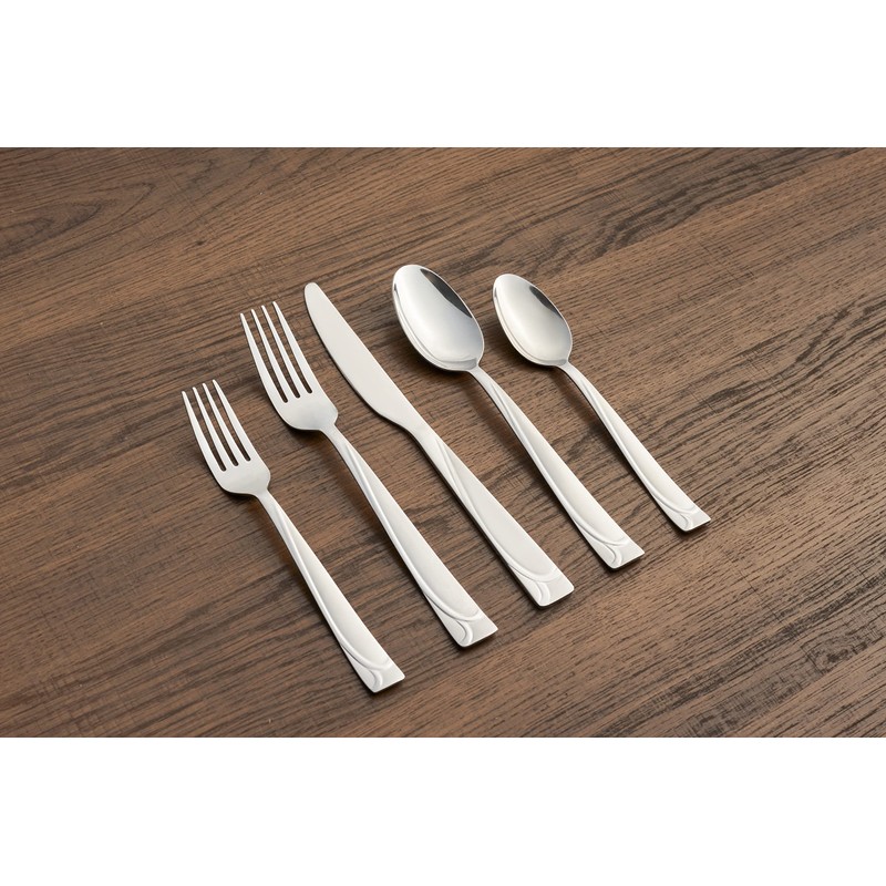 Cambridge Silversmiths Mena Sand 40-Piece with Chrome Buffet Flatware Set