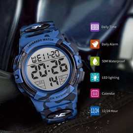 BEN NEVIS Men's Digital Sports Outdoor Watch 5 ATM Waterproof Watch with Alarm/Calendar/Stopwatch/Shockproof, 08-Army Dark Blue, Sports