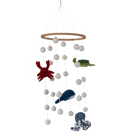 your castle Baby Mobile Made of Felt, Handmade, Fair Trade, Sustainable Felt Decoration, Baby Room Decoration for Girls and Boys, Hanging Over Changing Table Baby Bed Playpen - Sea Animals