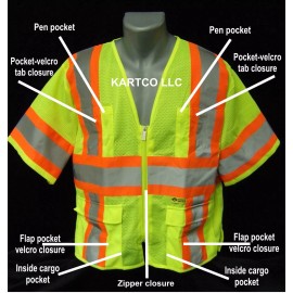 2W M7148C-3- HI-VIZ LIME CLASS 3 MESH SAFETY VEST - LG