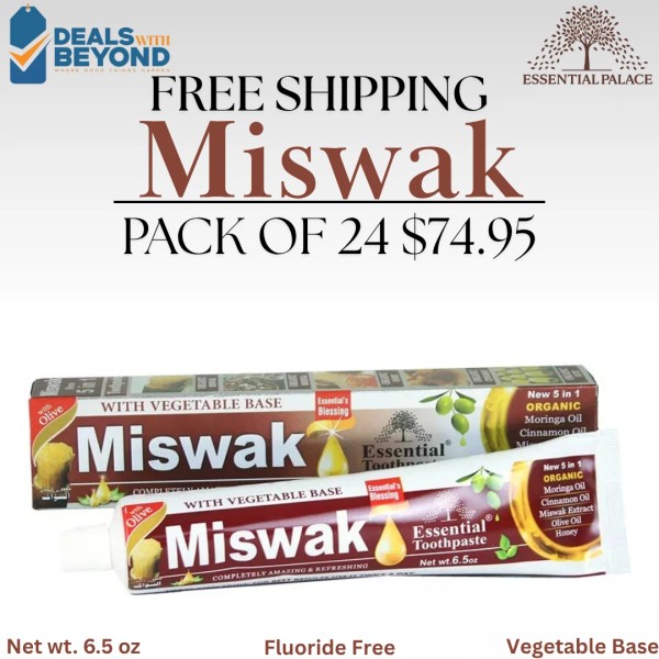 Essential Palace Organic Miswak Toothpaste Fluoride Free Vegetable Base 24
