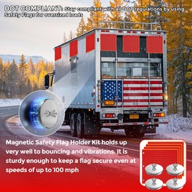 18 Inch Heavy Duty Magnetic Safety Flags for Trucks, Magnetic Warning Flag, Red Safety Flags with Magnets, Vinyl Mesh Flag for Oversize Loads, Wide Load Signs Red 4 Pack