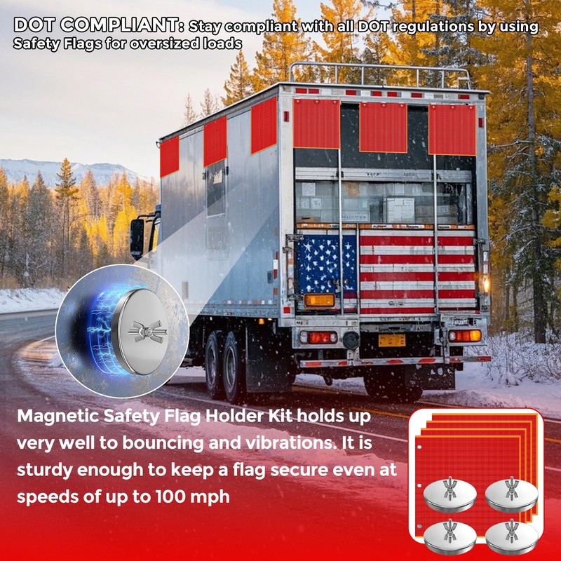 18 Inch Heavy Duty Magnetic Safety Flags for Trucks, Magnetic