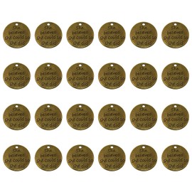 PPhtony Metal She believed she could so she did DIY Message Pendant Charms for Bracelet Earring Necklace Keychain Jewelry Making Cards Scrapbook Gift Christmas Ornaments, 24PCS (Bronze)