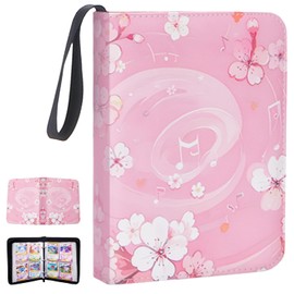 CLOKORIA Card Binder for Girls Gifts,440 Cards Collectible Trading Card Holder Case with 55 Sleeves, 4 Pocket for TCG Game Cards Collection Sports Trading Cards Collector Album (Strawberry peach)