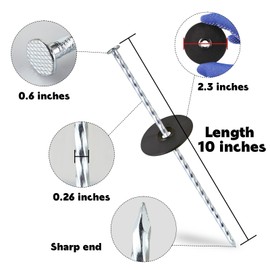 JPOIP 50 Pack 10-Inch Spiral Landscape Stakes wifh 50 Gasket, Heavy Duty Galvanized Metal Garden Landscape Stakes Kit for Securing Weed Barrier, Landscape Fabric, Artificial Grass, Floor Mat