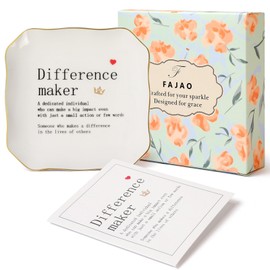 Retirement Gifts for Women - 4"x4" Ceramic Jewelry Dish Tray- Difference Maker Gift Thank You Gift for Woman Coworkers Teacher Employee Appreciation Gifts