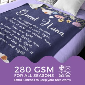 InnoBeta Great Grandma Gifts, Super Soft Flannel Throw Blankets Gifts for Great Grandma, Great Grandmother Nana, Gigi, Granny, Grammy Presents for Birthday Mothers Day, 50” x 65”- Great Nana