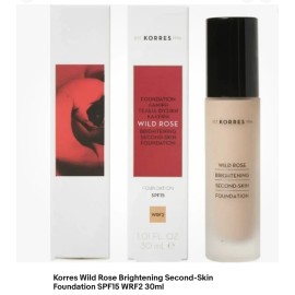 KORRES  WILD ROSE Brightening Foundation SPF15 WRF2  SECOND SKIN  30ml