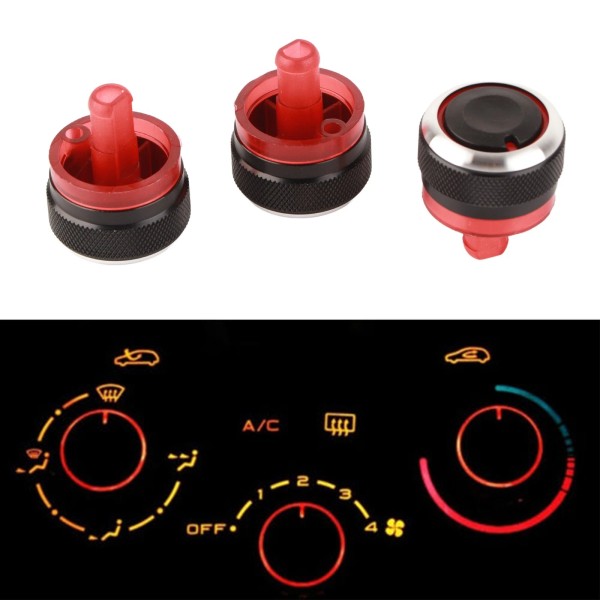 Unbranded AC Switch Knob 3pcs Metal ABS Car Air Conditioner