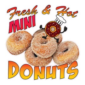 Custom Food Truck Decals Fresh and Hot Mini Donuts Food and Beverage Concession Concession Sign 10 in on Longest Side Design Only
