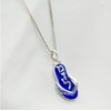 Jewish Necklace Mazel Royal-Blue Enamel Sterling Silver Pendant, Bat Mitzvah