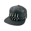 Unbranded Black Leather Baseball Cap Hat 4 Nickel  Bullets Adjustable Faux Leather Vegan