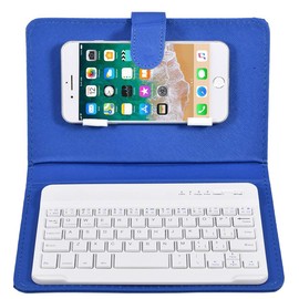 ELIATER Portable Bluetooth Keyboard with Leather Case Cover with for 4.5''-6.8'' iOS, Android and Windows Smart Phones, Detachable with Kickstand