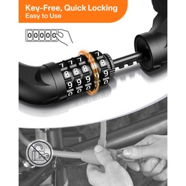 Sportneer Bicycle Lock Combination Lock with Numbers and High Security Level Chain Locks Bicycle 5-Digit Resettable Wheel Barrier with Chain Made of Hardened Steel 6 mm x 100/110/120 cm