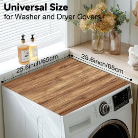 NYZE 2 PCS Wood Color Washer and Dryer Covers For The Top 25.6" x 25.6" Non-slip Dust-Proof Washing Machine Top Protector Mats for Laundry Room Kitchen