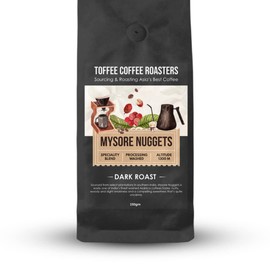 Toffee Coffee Roasters | Mysore Nuggets Coffee | Finest Indian Specialty Coffee | AAA Graded 100% Arabica | Grind: Whole Beans | Flavor Notes: Nutty, Chocolaty and Slight Smokiness | 12 Oz (340 g)