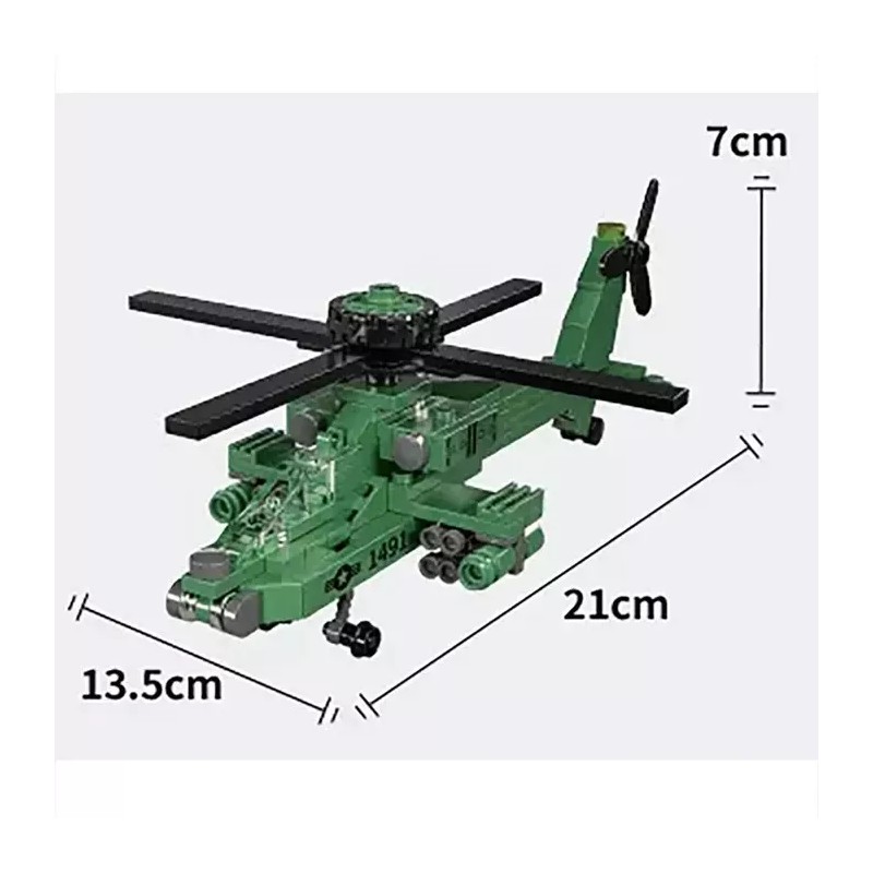 FLIGHT FORCE AH-64 APACHE HELICOPTER BUILDING BRICK KIT (146 PCS)
