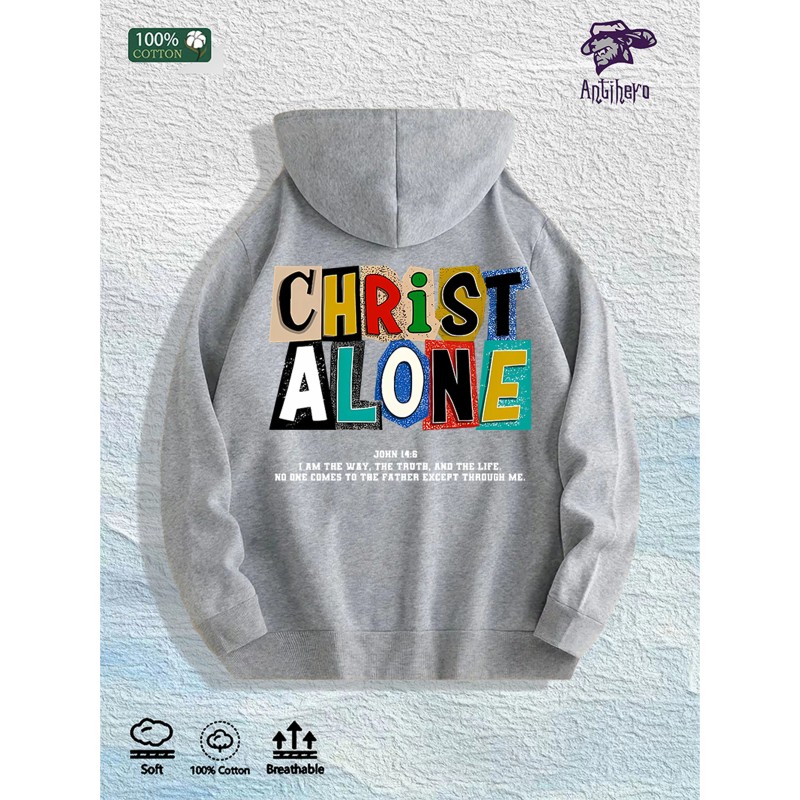 CHRIST ALONE Graphic Hoodie 100% Cotton US Warehouse 7 ColorsColor:
