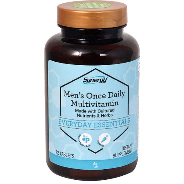 Men's Complete Once Daily Multi-Vitamin with Organic Non-GMO Ingredients and Cultured and Organic Herbs - 72 Vegetarian Tablets