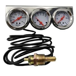 FainWan 3 in 1 Car Meter Auto Gauge Triple Gauge Kit,Voltage Gauge Water Temp Gauge Chrome Oil Pressure Sensor 12V 52mm（Voltmeter + Water Gauge + Oil Press Gauge)