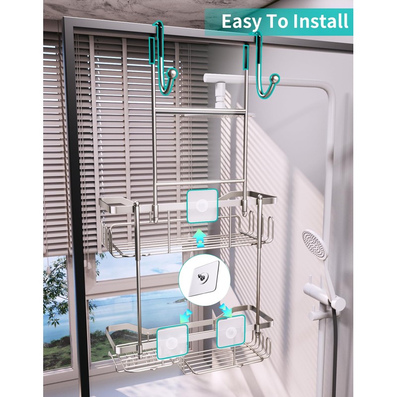 HapiRm Hanging Shower Caddy Over the Door with Soap Holder,